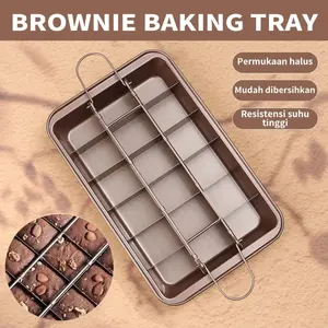 Loyang kue brownies anti lengket, cetakan kue baja karbon persegi, cetakan roti dasar tebal, loyang kue rumahan, cetakan kue roti, alat kue DIY anti lengket dan mudah dilepas