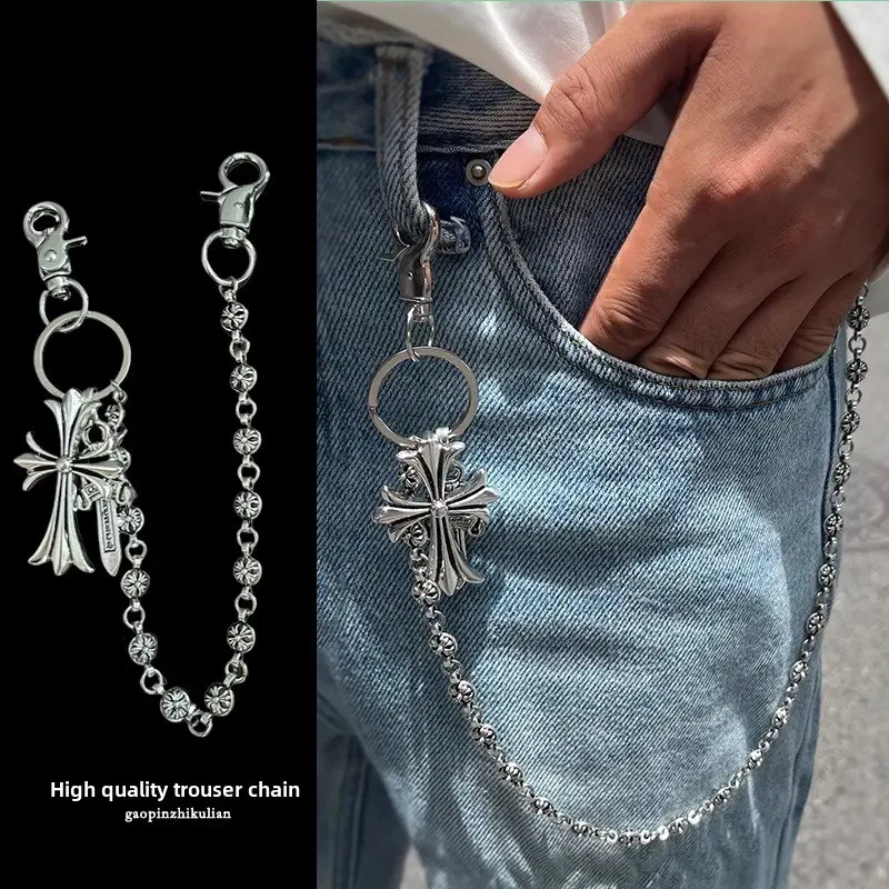 Rantai Pinggang Berbilang Elemen Dua Lapisan, Untuk Lelaki, dengan Loket Pedang dan Manik, Sesuai untuk Beg Silang Lelaki dan Wanita, Gancu Udang Galah, Rantai Seluar Jeans, Rantai Seluar Rentro, Rantai Kunci, Tawaran Masa Terhad, HD006