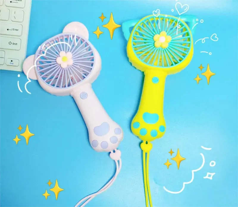 Kipas Angin Mini Genggam Rechargeable USB / Kipas Angin Mini Cute Karakter Free bublewrap TK01 gelas  kipas 2