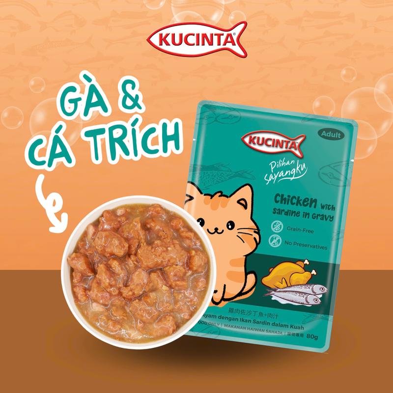 [Combo 10 gói] Pate KUCINTA gói 80gr cho mèo từ thịt cá thật, pate gói KUCINTA cho mèo mọi lứa tuổi 5