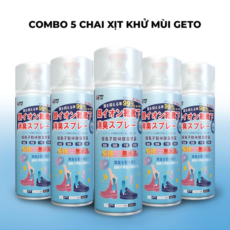  COMBO 5 Chai Xịt Khử Mùi Giày Dép NaNo Bạc Xịt Khử Mùi Hôi Chân Nano 260ml 