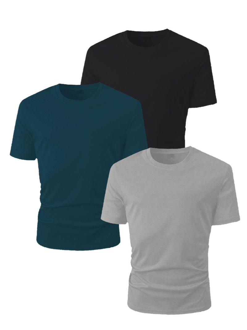 Product Introduction of Men's Solid Color Short Sleeve Tee, Regular Fit Casual Basic T-shirt for Summer, Men's Top for Daily Wear 4