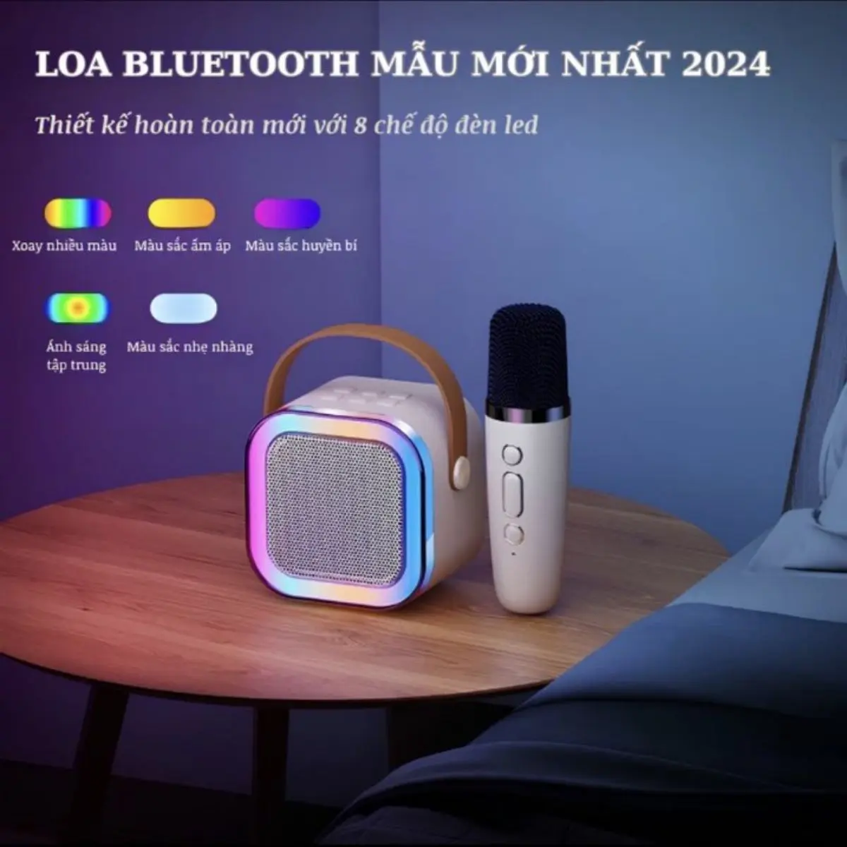 Loa Bluetooth Karaoke Mini K12 10W kèm 1 Micro Không Dây Loa  hát  karaoke  kèm  mic,  loa  mini ket noi bluetooth the nhó, loa nghe nhac nhò gon tiên  loi Cú Loa Kem Không Dây bộ karaoke mini máy Củ Loa Nghe Nhạc Led