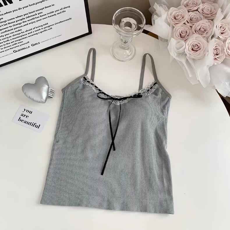 Product Introduction of Pure Desire Lace Tube Top Vest Female Summer Sweet Hot Girl Bow Slim-Fit Camisole Short Beautiful Back Tank-Top 21