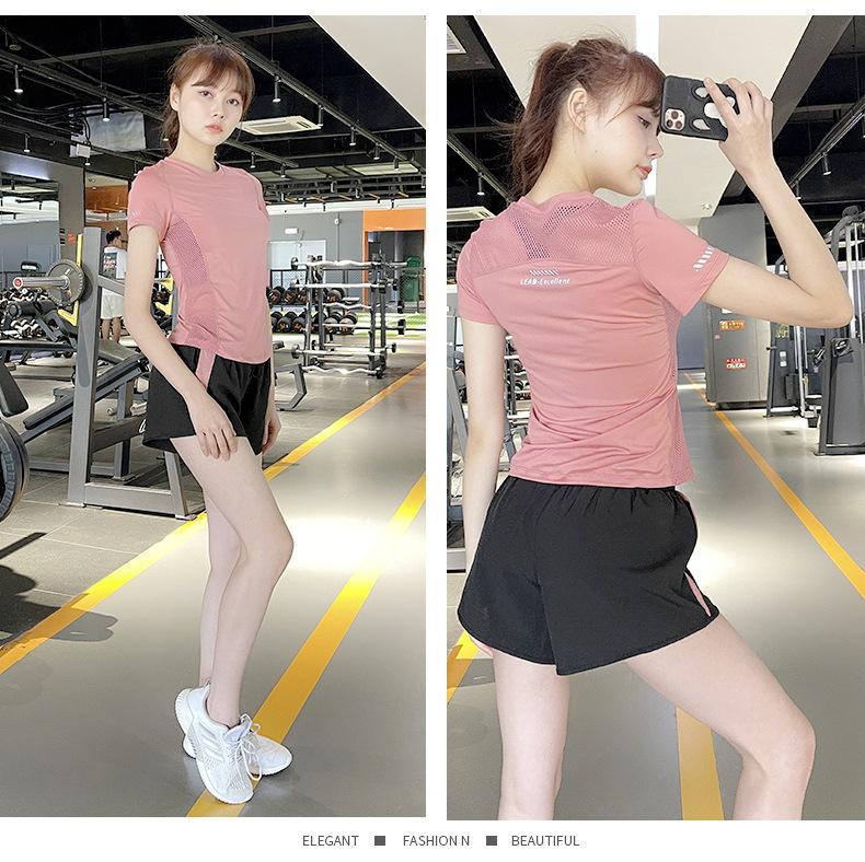 sét bộ sport chạy bộ tập thể dục tập gym thể thao vải thun lạnh mùa hè rất đẹp có túi quần hai lớp ngang gối sz m 40_55kg