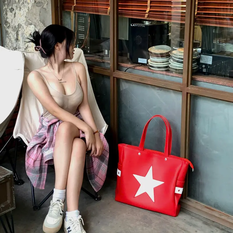 Túi TOTE DA star unisex Slyour Bag, chất liệu da pu, vừa lap 16inch ( V3 ) khóa kéo Nam Nữ Hình Chữ Nhật tui  deovai cloud  tote bag Nhung  có thể mở rộng hàn quốc (SV3) 2