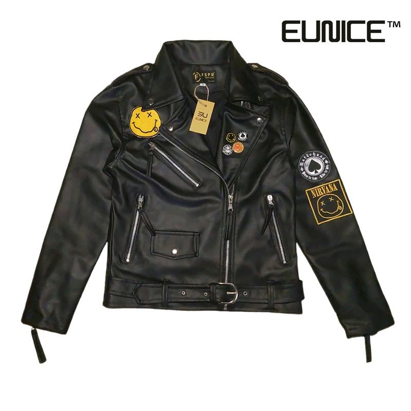 Nirvana Jaket Kulit Ramones Pria Motor Street Style - Hitam 2