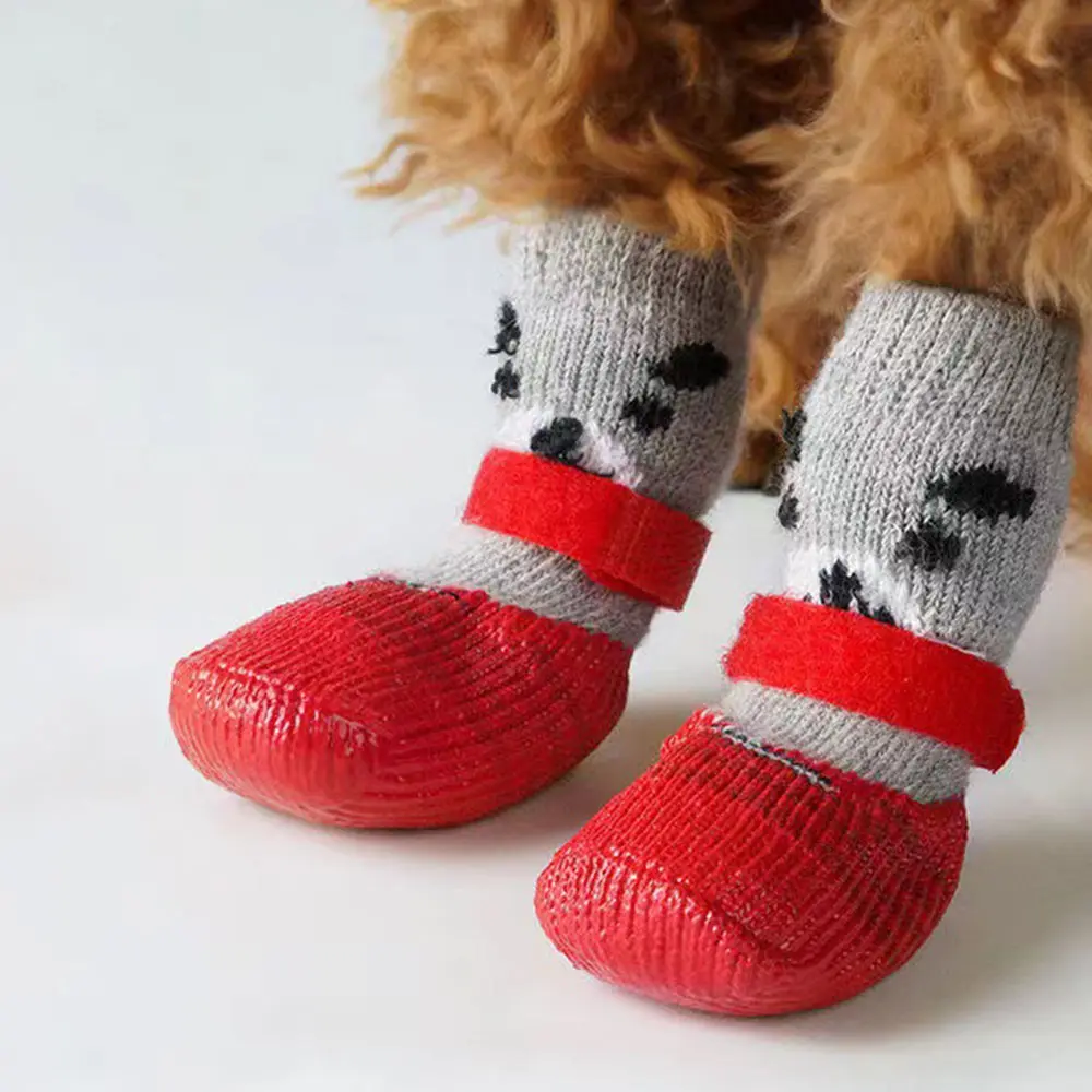 Dog Socks Shoes Boots Outdoor Anti-Slip Waterproof Puppy Pet Paw Protector Traction Control for Hardwood with Adjustable Straps