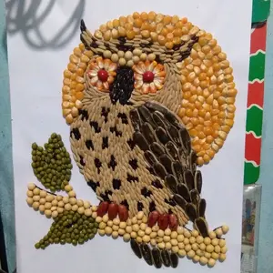 kolase biji bijian BURHAN prakarya sekolah