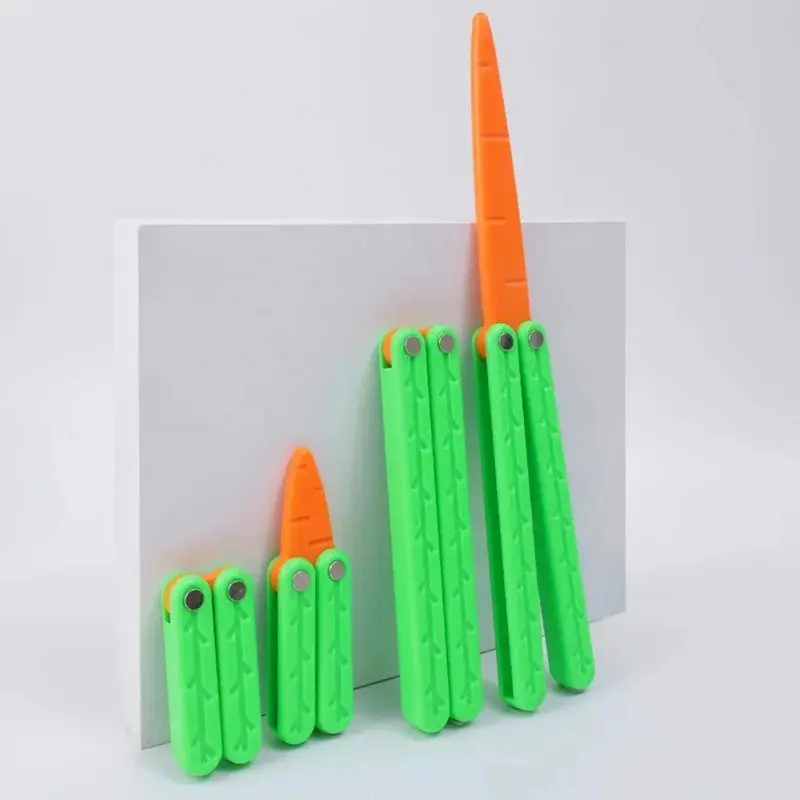 Dao gấp bằng nhựa in 3D, Thiết kế Cắt Bướm cà rốt mô phỏng, Đồ chơi dao đu đưa, dành cho người lớn, Thích hợp cho ADHD, Tự kỷ và lo âu, Ý tưởng quà tặng tuyệt vời, theo trọng lực tui mubi tui muph 4