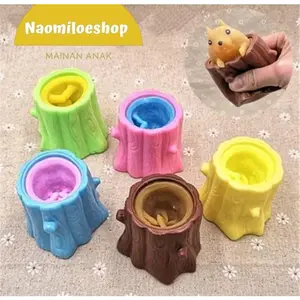Mainan Squishy Tupai pencet  batang pohon Karet Penghilang Stress mainan murah