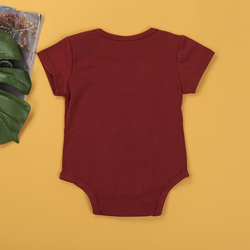 Newborn Baby Short Sleeve Red Romper 4