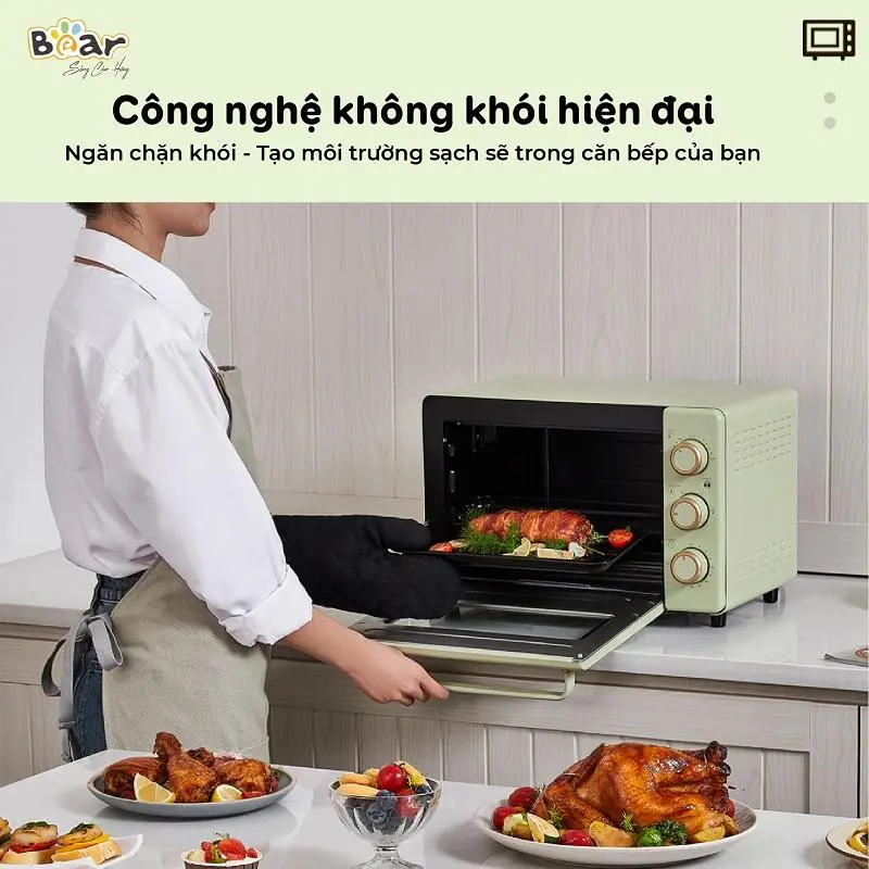 [Tặng Găng Tay Chống Bỏng] Lò Nướng BEAR, Lò Nướng Điện, Lò Nướng Đa Năng, Lò Nướng Thịt Bánh Mì Chống Dính An Toàn 18L DKX-C20R5 8