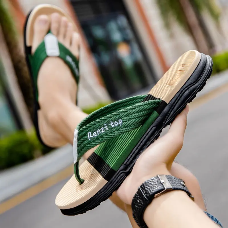 Cỡ 39-44, Dép Đi Trong Nhà Phẳng Mùa Hè, Phong Cách Hàn Quốc, Dành Cho Học Sinh Trung Học, Dép Xương Cá Đi Biển Ngoài Trời, Dép Xỏ Ngón Thời Trang Công Sở Nam, Dép Chống Mài Mòn Chống Trượt,  Đế cao su, Slipper
