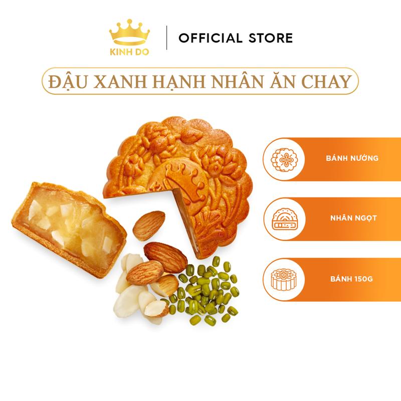 Bánh Trung Thu Kinh Đô - Bánh Nướng Nhân Ngọt Nhân Mặn Không Trứng 150G Cốm Dừa Đậu Xanh Hạnh Nhân Hạt Sen Hạt Chia Mè Đen Hạt Dưa