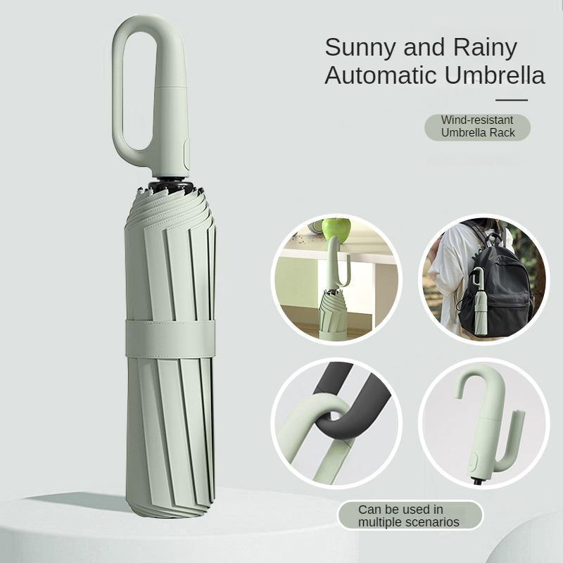 Automatic Umbrella, 1 Count Ring Buckle Windproof Reinforced Umbrella, Folding Umbrella for Women, Suitable for Rainy Days Outdoor Travel,  Household Items 2
