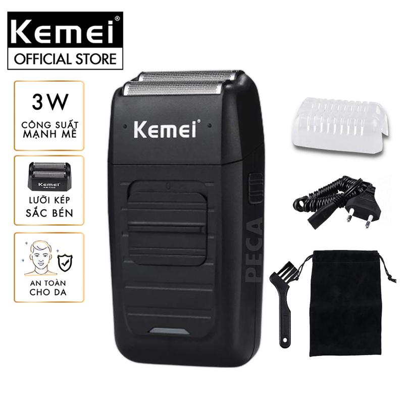 Máy cạo râu khô Kemei KM-1102 chuyên nghiệp với công suất mạnh mẽ có thể cạo trắng chân tóc fade 2 lưỡi kéo cao cấp