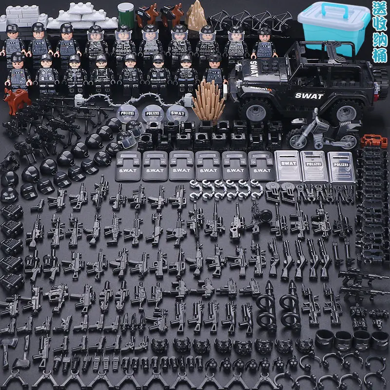 Khối Xây Dựng Hạt Nhỏ Tương Thích Với Lego, Cảnh Sát Đặc Biệt Và Quân Đội Người Đàn Ông Nhỏ Lực Lượng Đặc Biệt Bộ Ghép Hình Lắp Ráp, Thích Hợp Cho Bé Trai, Đồ Chơi Lắp Ráp