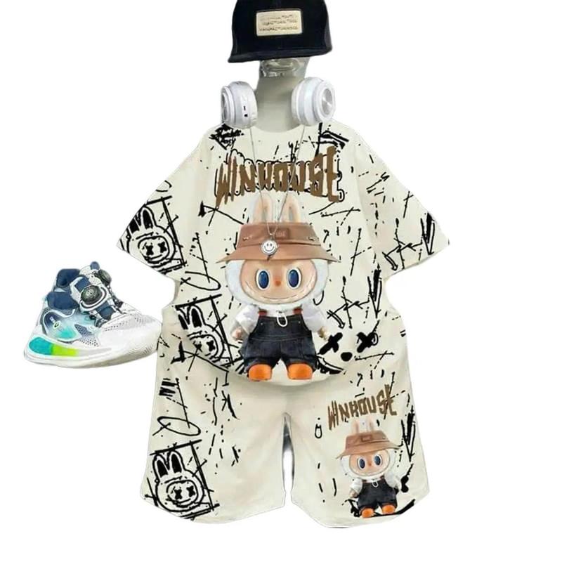 Bộ Quần Áo LABUBU dành cho bé trai chất thun lạnh in 5D đủ size 9-45kg