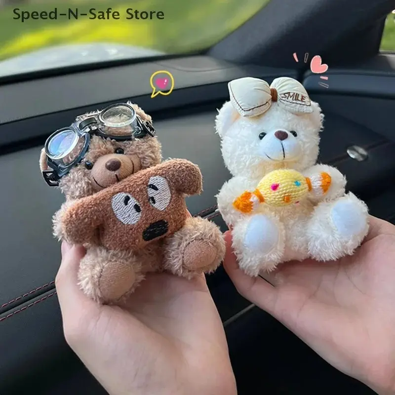 Cute Little Bear Turn Signal Switch Decoration Auto Handle Decorative Plush Doll Car Interior Decoration Wiper Ornament Toy Gift