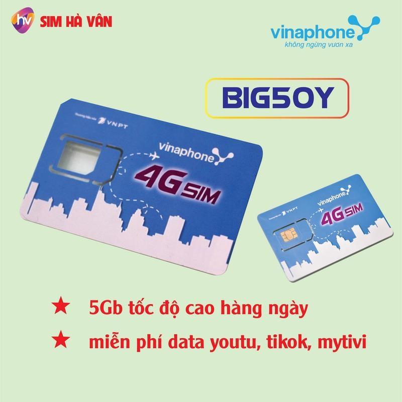   Độc quyền  Big50y 5G - sim vinaphone 1 tháng: ngày có 5GB miễn phí data dùng tikok youtu mytivi 
