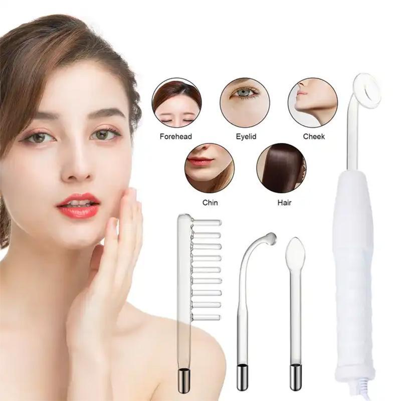 4 in 1 High Frequency Electrode Wand, Comfort Electrotherapy Glass Tube Beauty Device, Facial Skin Care Tool for Women & Men, High Frequency Wand 3