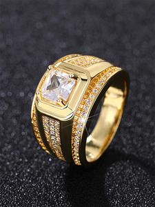 Anillo decorado con diamantes de imitación, accesorios elegantes para fiesta de compromiso y boda para hombres, joyería moderna y exquisita que combina con todo