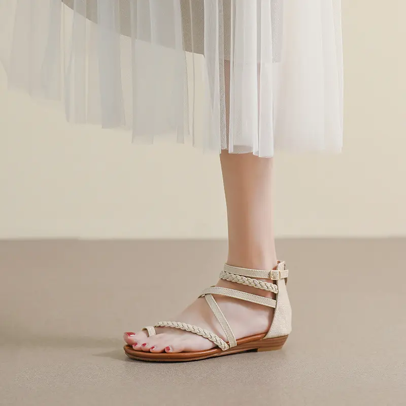 [Chính hãng]Giày sandal chiến binh nữ boho XIANGLV basic sang trọng 1.5cm, sandal nữ xỏ ngón, giày dây NH30 - Lenbychia 5
