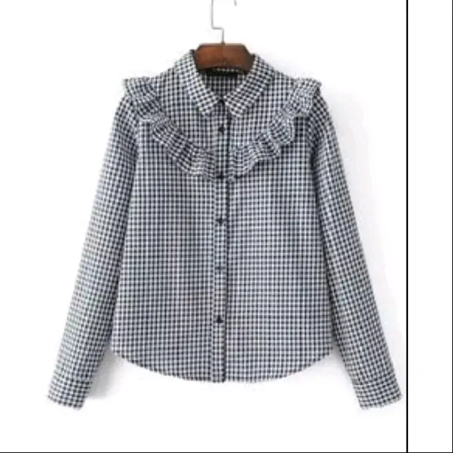 Atasan/blus/atasan kekinnian Atasan Wanita Baju Top Panjang Kancing 2