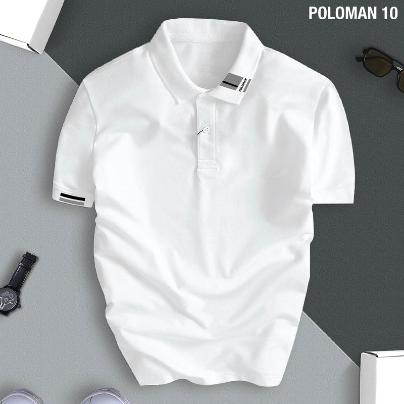 Áo phông POLOMAN 10 cổ bẻ BASIC CVC vải cá sấu sang trọng, lịch lãm, thoáng mát Menswear Có Cổ Ngắn Tay Cộc Tay Shirt Tay Ngắn Tay Ngắn thời trang công sở thường 2