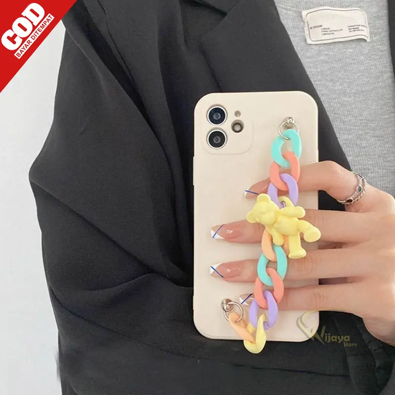 Softcase Macaron Bear For Op'o, S*msung, V*vo, Xi*omi, Iph*ne, Re*lme, Inf*nix Black Blue 1