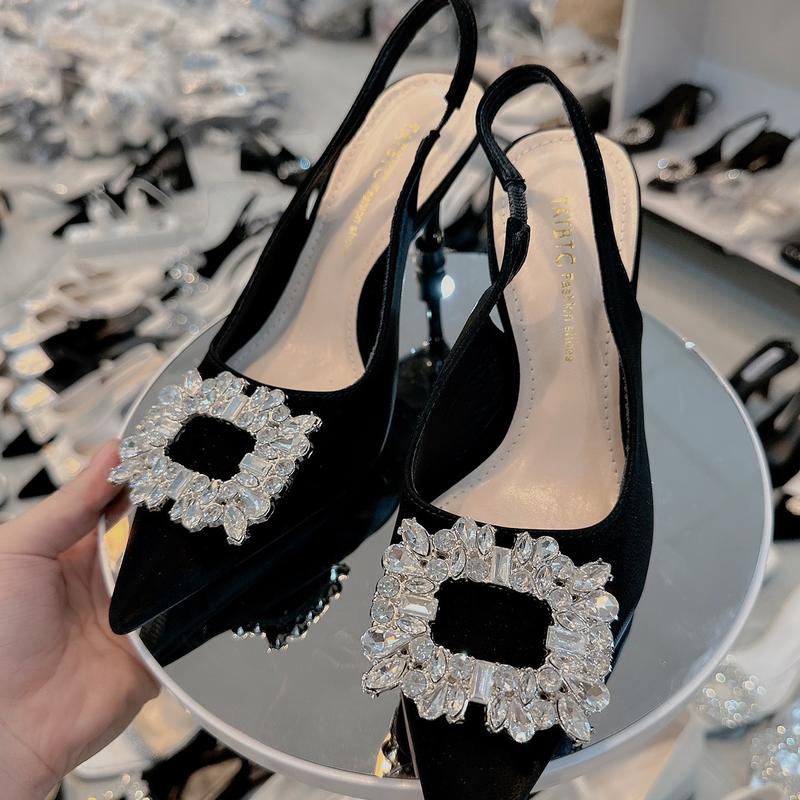 A7 - Giày cao gót shosse khoá đá vuông 7p ( CHUẨN SIZE) có bảo vệ gót 1
