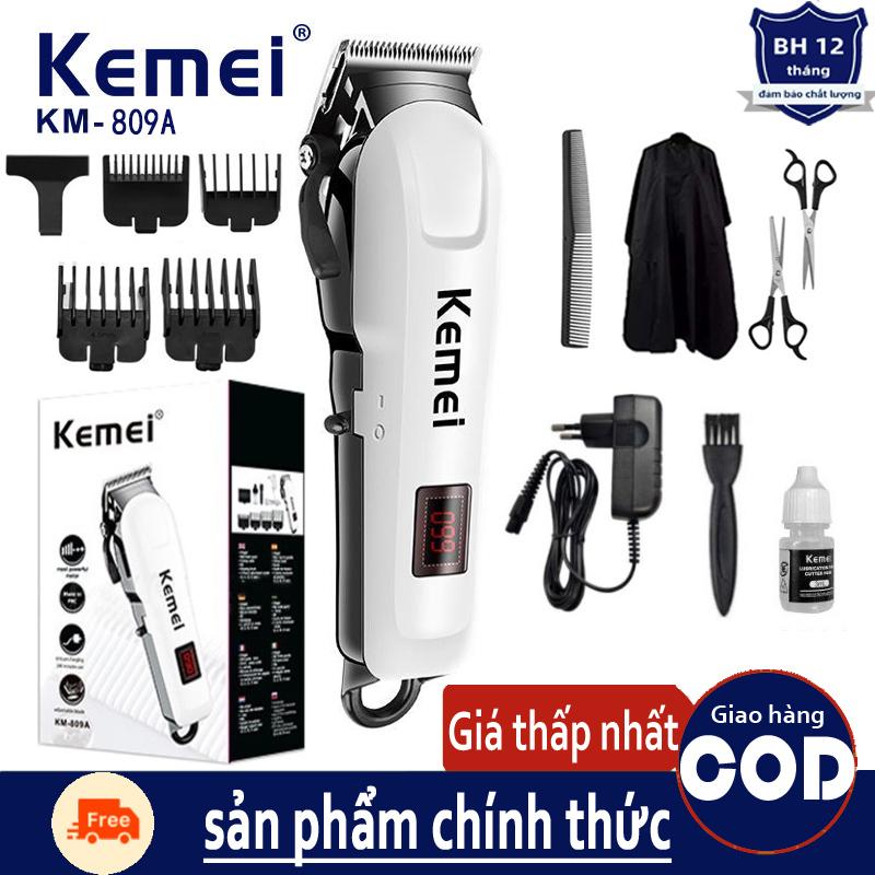 Kemei KM-809A Tông đơ cắt tóc siêu mạnh và sắc,Tông Đơ Cắt Tóc Không Dây Chuyên Nghiệp,Tông Đơ Cắt Tóc Chính Hãng Tạo Kiểu Chuyên Nghiệp Có Màn Hình Led Hiển Thị Pin Cạo Râu 1
