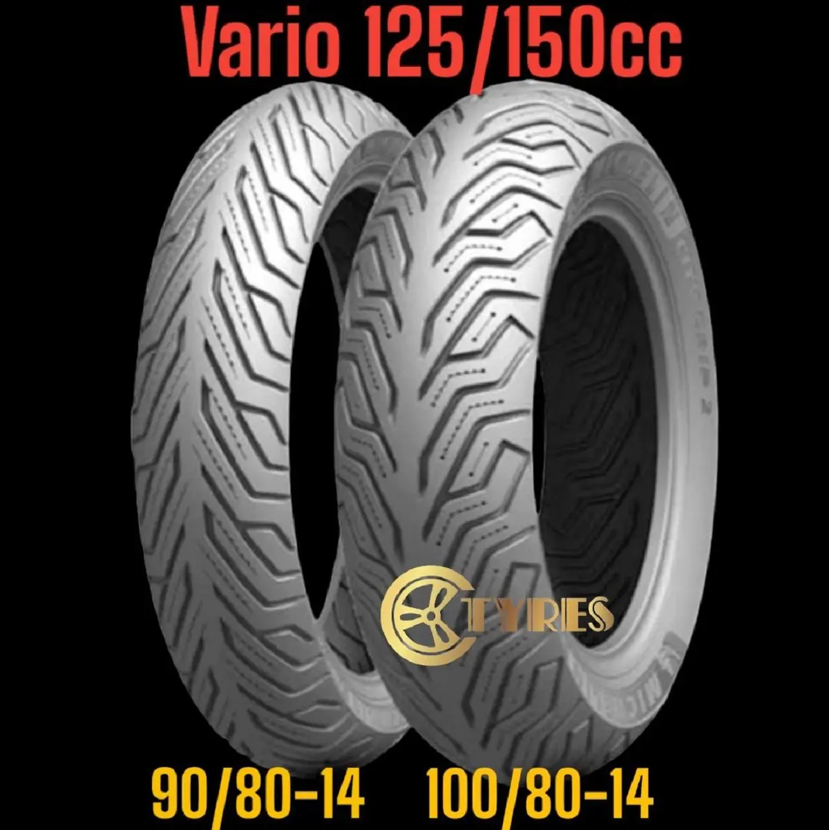 1 Cặp Vỏ Xe Vario 150, AB 150/160, Click Thái 150, Liberty Không Ruột Kiểu Gai Michelin Grip 2 EUROMINA (Since 2009) TL Phụ Kiện Phụ Tùng Lốp michel in extra