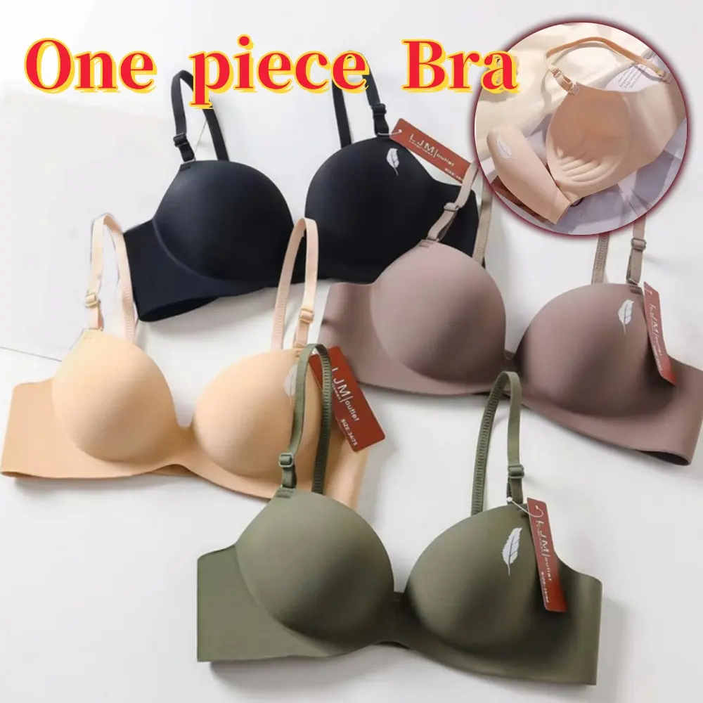 One-piece Bra Seamless Full Cup Solid Color High Quality Push-up Bralette Silky Skin-friendly Soft Breathable Lady Lingerie Underwear