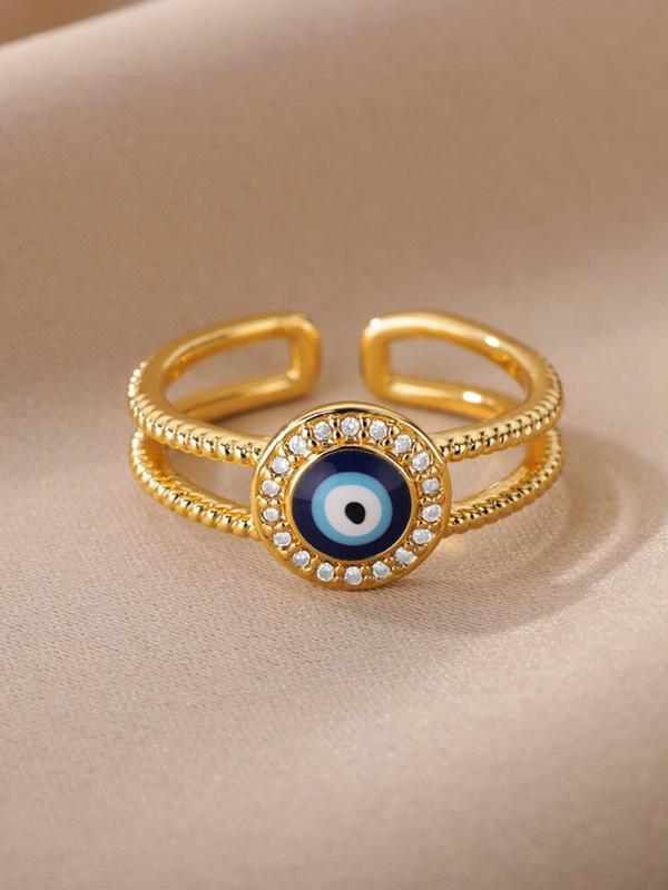 Eye Design Rhinestone Decorated Cuff Ring, Fashion Accessories for Women & Girls, Fashion Jewelry for Party, Daily Clothing Decor, Trendy All-match & Exquisite Jewelry for Birthday Gift 3