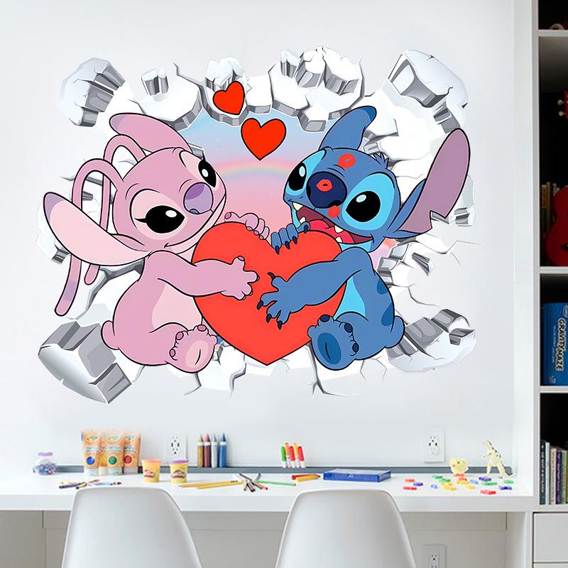 Giấy Dán Tường Trang Trí, Thiết Kế Hoạt Hình Stitch 3D, Tự Dính, Thích Hợp Cho Mẫu Giáo, Phòng Trẻ Em Và Phòng Ngủ, Miếng Dán Tường, Miếng Dán Tường 1