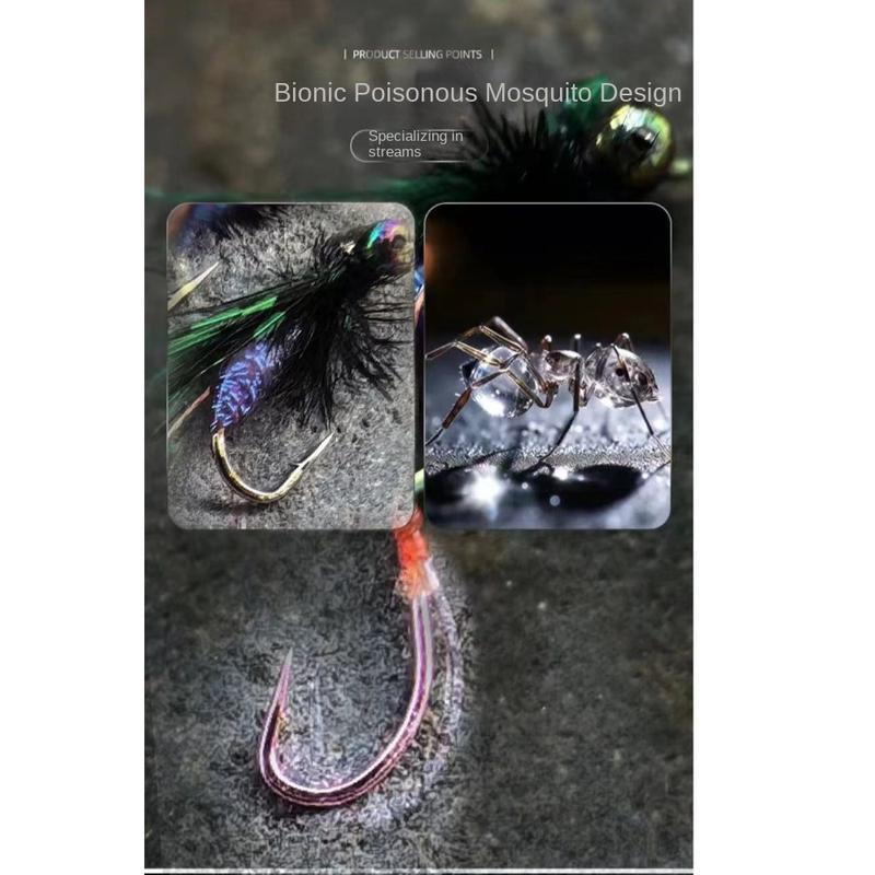 Product Introduction of 2pcs Creativity Flies Tackle Bionic Fly Fishing Bait Fly Fishing Lures Kit Fly Fishing Hook Flies Fly Fishing Spinner Swim Baits Double hook Flies Insects Lures 18