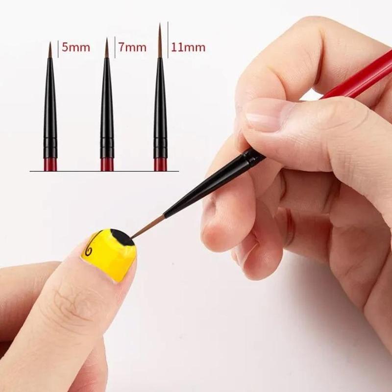3Pcs/Set 5/7/11mm Nail Art Line Brush UV Painting Drawing Flowder Detailing Thin Liner Sripe Grid Pen DIY Manicure Tools 6
