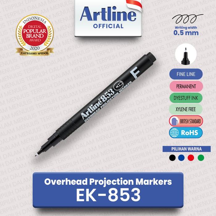 Gambar ARTLINE Spidol OHP Overhead Project Permanent Marker 0,5 MM EK-853 - Hitam dari Artline Indonesia Kota Surabaya Tokopedia