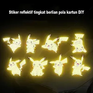 Stiker Peringatan Reflektif Sepeda Listrik, Stiker Dekorasi Mobil & Motor Kartun Kreatif, Stiker Menyala DIY untuk Kendaraan