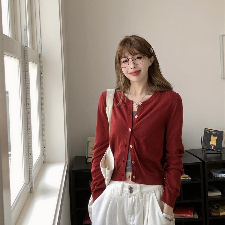 Product Introduction of Áo Cardigan Dệt Kim, Phong Cách Hàn Quốc, Cổ Điển, Áo Len Một Bên Ngực Cho Nữ, Bộ Sưu Tập Mùa Xuân Và Mùa Thu 2024, Áo Váy Băng Quấn Phong Cách Cô Gái Nóng Bỏng, Áo Khoác Đỏ 2