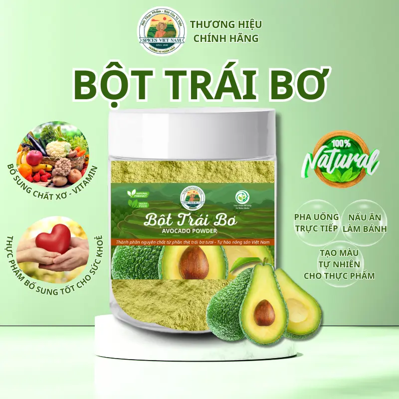 Bột Trái Bơ Thực Phẩm Đồ Uống Nguyên Chất Spicesvietnams Vị Ngon Như Bơ Tươi Hộp 100g
