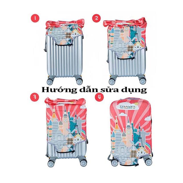 Trùm vali inch 3d thun 4 chiều co giãn hình cô bé yoga SIZE 20 -24 -28 H1991 Nhung Phụ Kiện 3