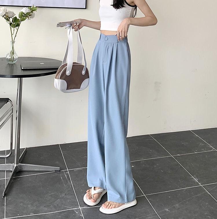 Product Introduction of korean fashion new trendy high waist plain women trouser wide leg 8