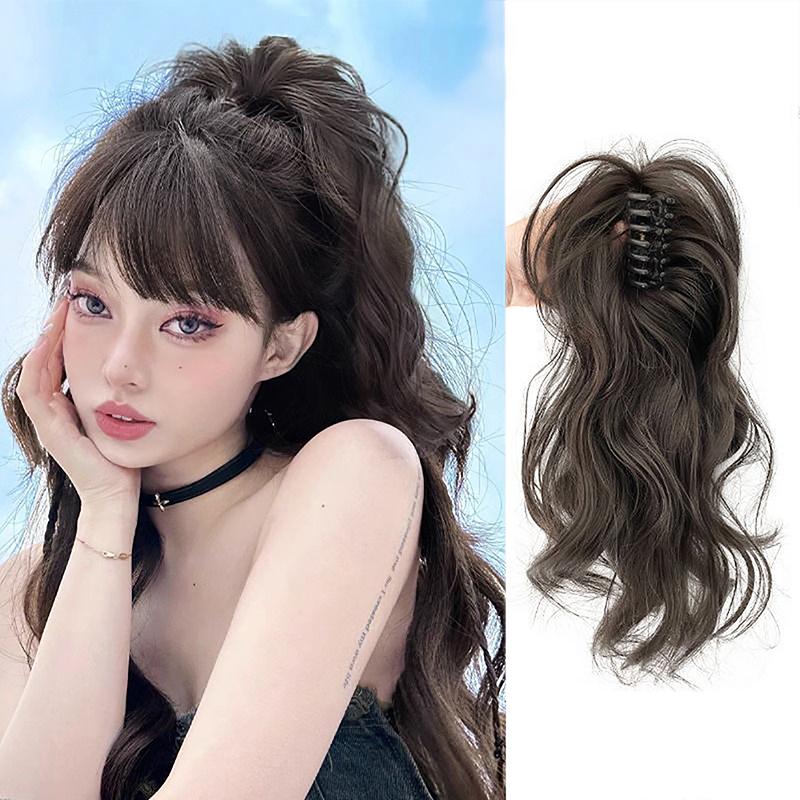 Tóc Nối Đuôi Ngựa Kẹp Càng Cua, Chất Liệu Tổng Hợp, Dài Ngắn, Xoăn, Đuôi Tự Nhiên, Tóc Giả, Dành Cho Nữ, Kiểu Đuôi Ngựa, Màu Đen, Kẹp Tóc 3