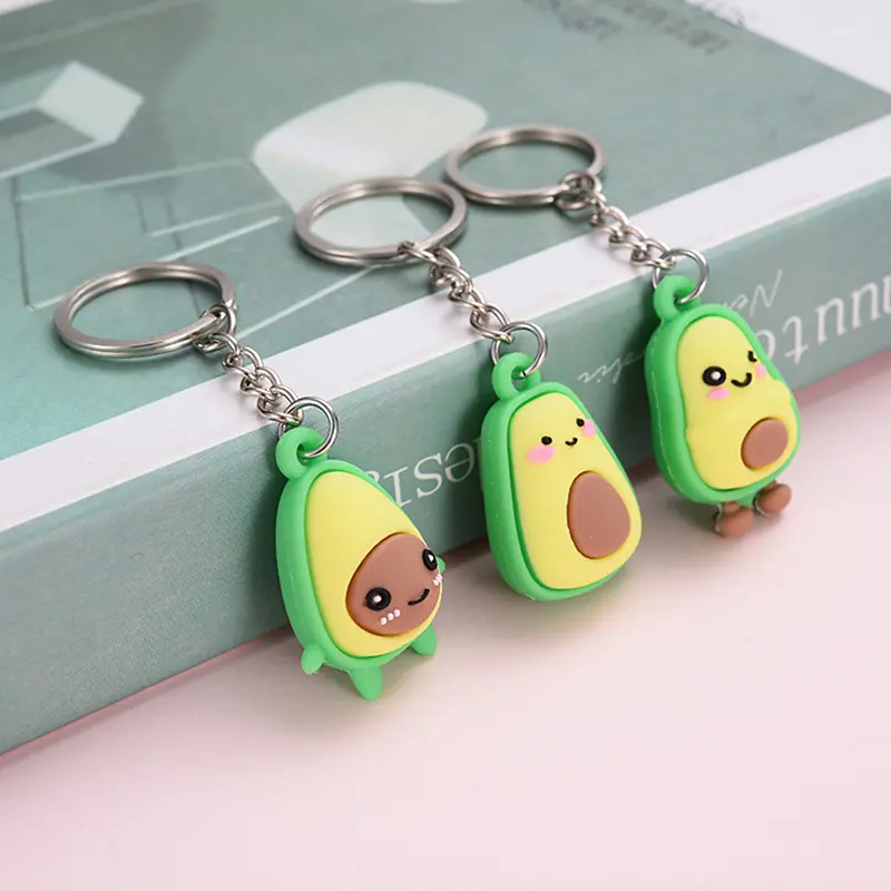 [QQQ]Creative Fruit Keychain Couple Avocado Bag Keychain Gift Pendant Cute Mini Avocado Doll Keychain Soft Rubber Backpack Pendant