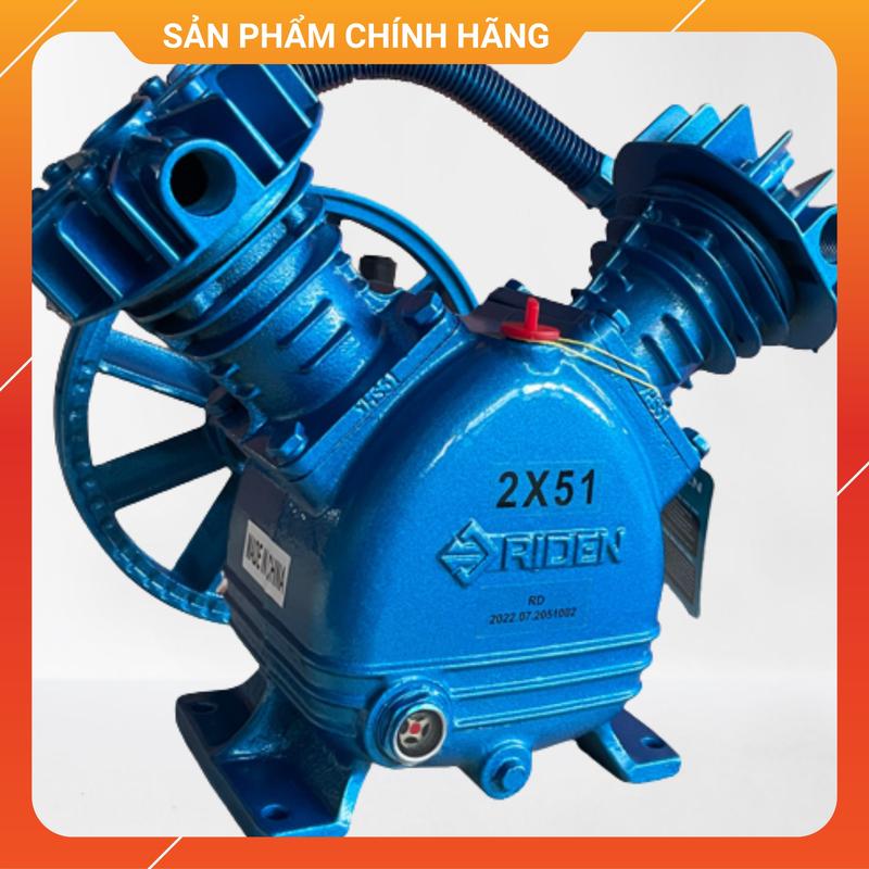 Đầu Nén Khí Loại 2 Piston 51mm Màu Xanh, Công Suất 1/2Hp -1Hp, Hieu Riden Rd2X51A