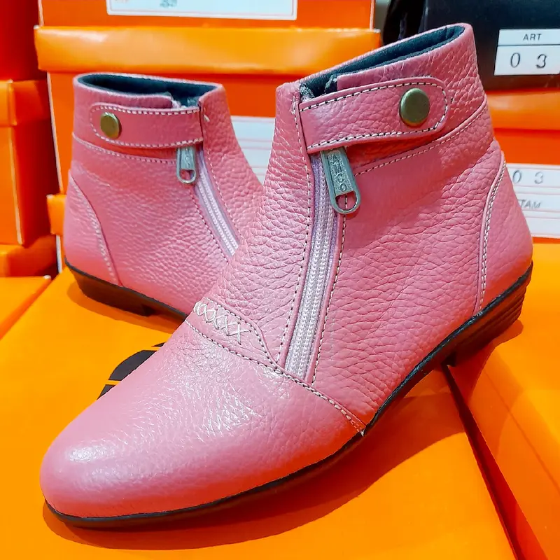 sepatu anak perempuan asli kulit sapi super lembut anti kadar model boots flet D205 4