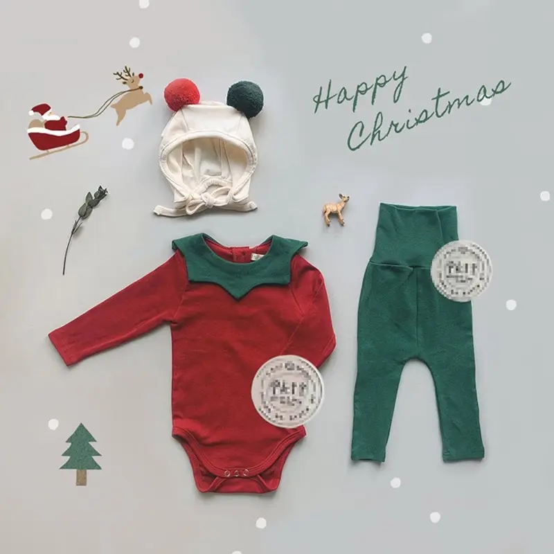 [QCCC L1] Set noel 3 chi tiết body, quần cạp cao, mũ cho bé 2